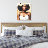 Maagd Zwart Vrouw Waterverf Zodiac Portrait Canvas Afdruk (Insitu (Slaapkamer))