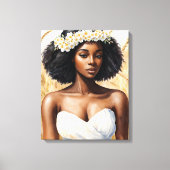 Maagd Zwart Vrouw Waterverf Zodiac Portrait Canvas Afdruk (Voorkant)