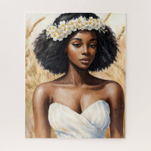 Maagd Zwart Vrouw Waterverf Zodiac Portrait Legpuzzel