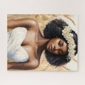 Maagd Zwart Vrouw Waterverf Zodiac Portrait Legpuzzel (Horizontaal)