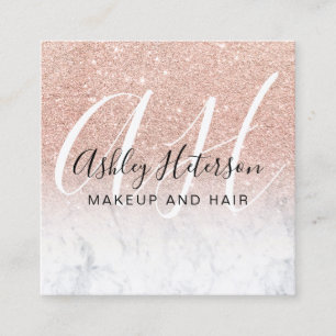Maagdarm roos goud glitter script monogram vierkante visitekaartje