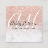 Maagdarm roos goud glitter script monogram vierkante visitekaartje (Voorkant)