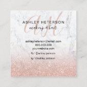 Maagdarm roos goud glitter script monogram vierkante visitekaartje (Achterkant)