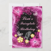 Maagdarmvlies en botervliegen Roze Floral-Birthday Kaart (Voorkant)