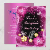 Maagdarmvlies en botervliegen Roze Floral-Birthday Kaart (Voorkant / Achterkant)