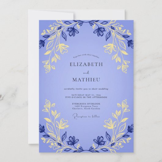 Maagdelijk Gouden Loof Grijs Eucalyptus Bruiloft Kaart (Voorkant)