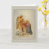 Maagdelijke Mary Angel Annunciation Religious Kaart (Gele Bloem)