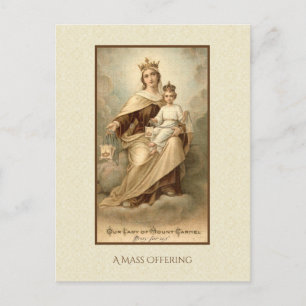 Maagdelijke Mary Jesus Catholic Mass Offering Briefkaart