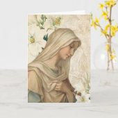 Maagdelijke Mary Lilies Religious Angel Vintage Kaart (Gele Bloem)