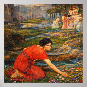 Maagden die Bloemen plukken bij een Stroom van Wat Poster