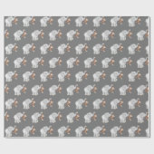 Maagden en olifanten op grijs cadeaupapier (Vlak)