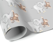 Maagden en olifanten op grijs cadeaupapier (Rol Hoek)