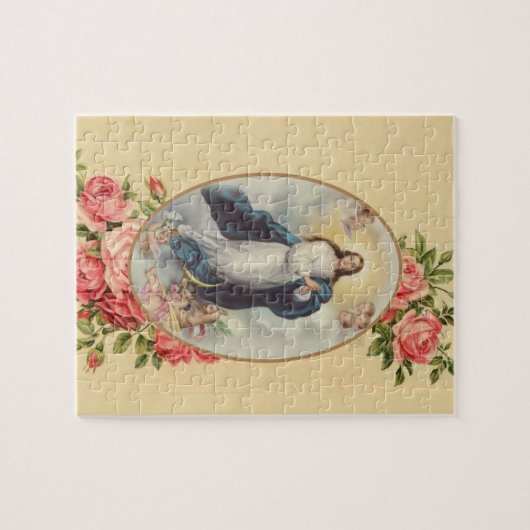 Maagdenbloem Mary Assumption Angels Roze Roses Legpuzzel (Horizontaal)