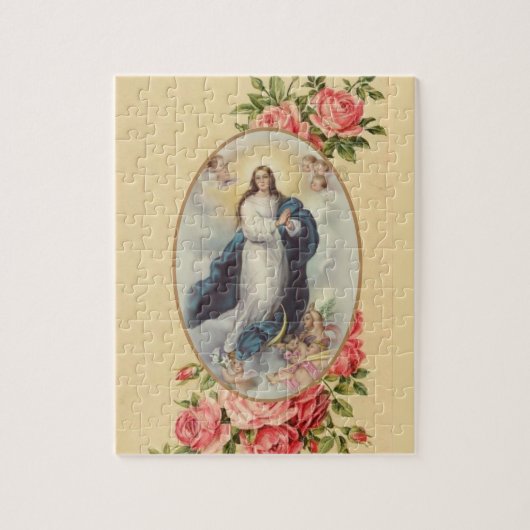 Maagdenbloem Mary Assumption Angels Roze Roses Legpuzzel (Verticaal)