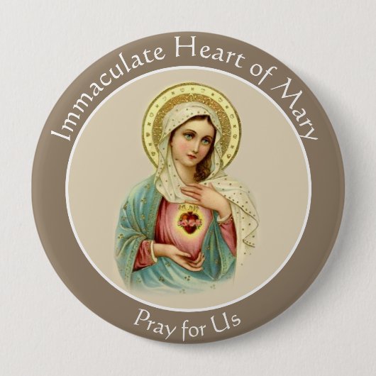 Maagdenbloem Mary Immaculate Heart Katholiek Ronde Button 4,0 Cm (Voorkant)