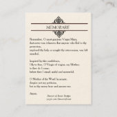 Maagdenbloem Mary met Lilies Memorare Heilige Kaar Visitekaartje (Achterkant)