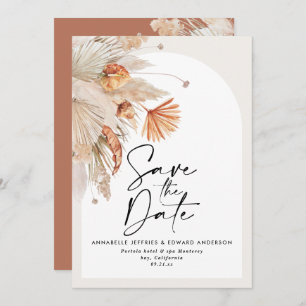 Maagdenboviene botanische terracotta pampasgras save the date