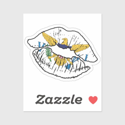 Maagdeneilanden Maagdeneiland Lipstick Liefde Vlag Sticker (Vel)