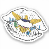 Maagdeneilanden Maagdeneiland Lipstick Liefde Vlag Sticker (Voorkant)