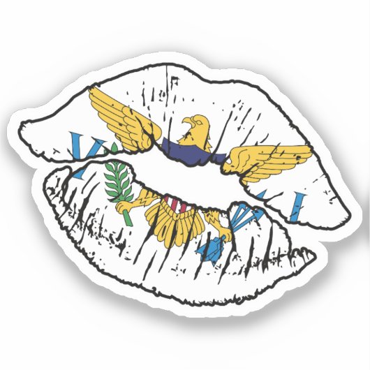 Maagdeneilanden Maagdeneiland Lipstick Liefde Vlag Sticker (Voorkant)