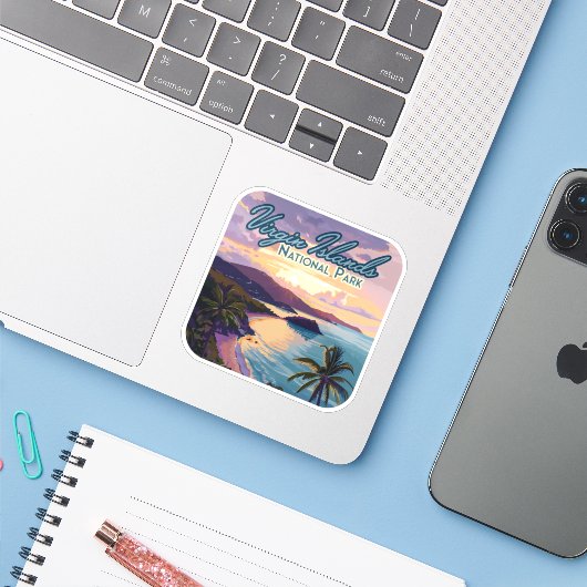 Maagdeneilanden Nationaal Park Beach St John Sticker (Laptop met iPhone)