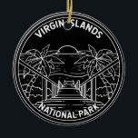 Maagdeneilanden Nationaal Park Monoline Keramisch Ornament<br><div class="desc">Nationaal park van de Maagdeneilanden in een minimalistische,  monoline stijl</div>