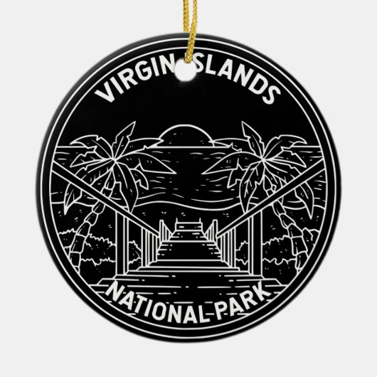 Maagdeneilanden Nationaal Park Monoline Keramisch Ornament (Voorkant)