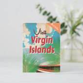 Maagdeneilanden vintage reisposter briefkaart (Staand voorkant)