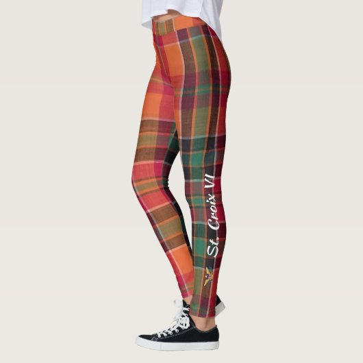 Maagdeneilanden Vlag USVI St. Croix Madras Leggings (Links)
