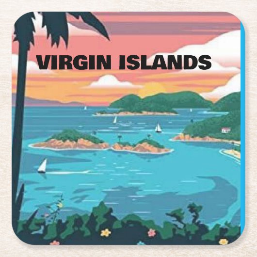  Maagdeneilanden, voeg tekst toe, Onderzetter (Voorkant)