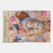 Maagdenmaag Mary Jesus Rozen Floral Religies Theedoek (Horizontaal)