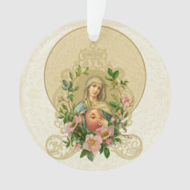 Maagdenmaagd Maria Religieuze Vintage Floral Lace  Ornament
