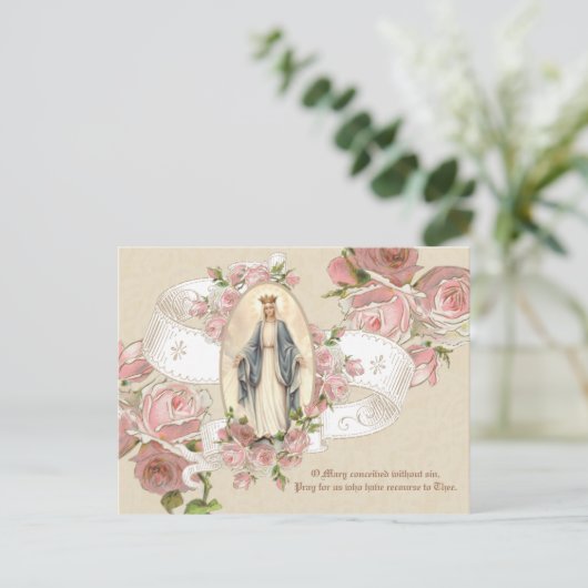 Maagdenmaagd Maria Rozen  Religieus Briefkaart (Staand voorkant)