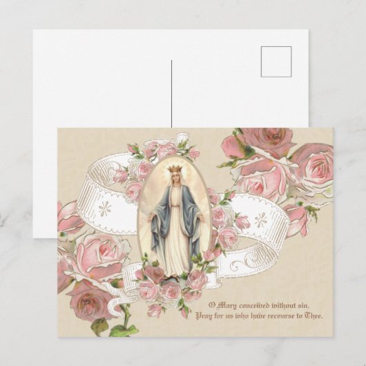 Maagdenmaagd Maria Rozen  Religieus Briefkaart (Voorkant / Achterkant)