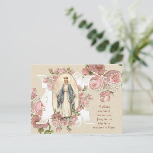 Maagdenmaagd Maria Rozen  Religieus Briefkaart (Staand voorkant)