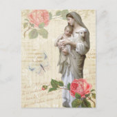 Maagdenmaagd Maria Rozen Religieuze Vintage Briefkaart (Voorkant)