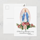Maagdenmaagd Maria Rozen Religieuze Vintage Briefkaart (Voorkant / Achterkant)