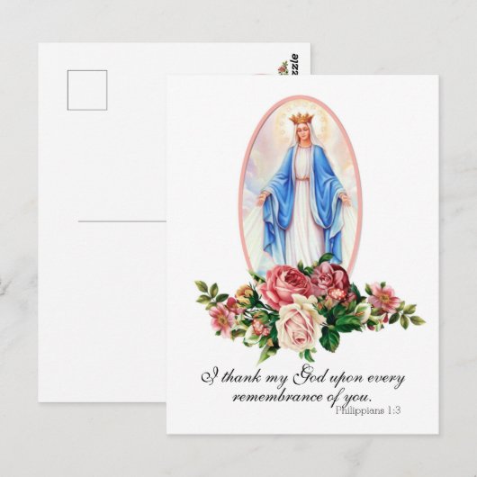 Maagdenmaagd Maria Rozen Religieuze Vintage Briefkaart (Voorkant / Achterkant)