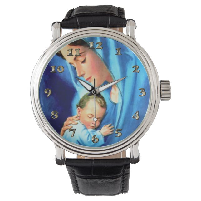 Maagdenmaagd Maria zonder Baby Jezus Horloge (Voorkant)