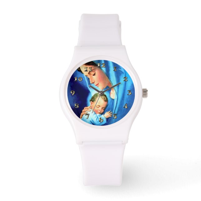 Maagdenmaagd Maria zonder Baby Jezus Horloge (Voorkant)