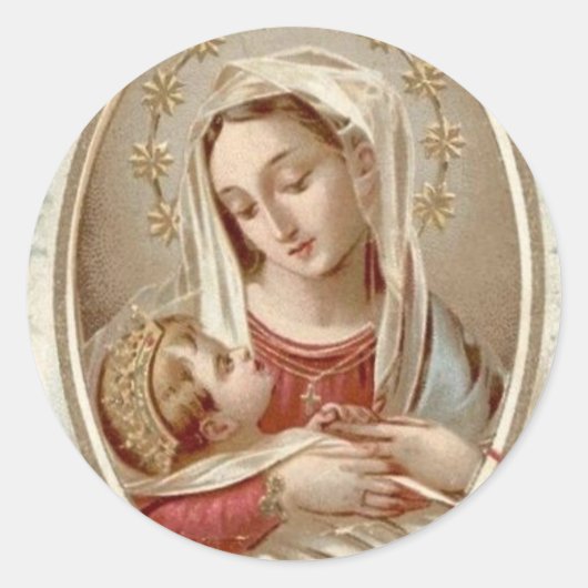 Maagdenmaagd Maria zonder Baby Jezus Ronde Sticker (Voorkant)