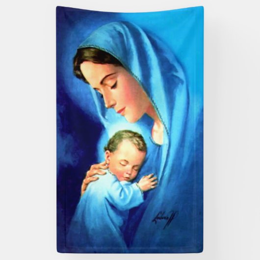 Maagdenmaagd Maria zonder Baby Jezus Spandoek (Verticaal)