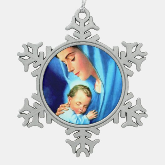 Maagdenmaagd Maria zonder Baby Jezus Tin Sneeuwvlok Ornament (Voorkant)