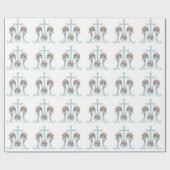 Maagdenmaagd Mary Religieuze Marian Cross Floral Cadeaupapier (Vlak)