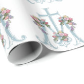 Maagdenmaagd Mary Religieuze Marian Cross Floral Cadeaupapier (Rol Hoek)