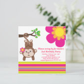 Maagdenmeisje (roze) uitnodiging van de Birthday P (Staand voorkant)