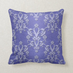 Maagdenpalm Blauw Fantasie Bloemendamask Patroon Kussen