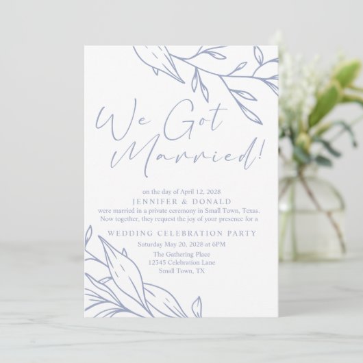 Maagdenpalm Bloem Bruiloft Net Getrouwd Kaart (Staand voorkant)