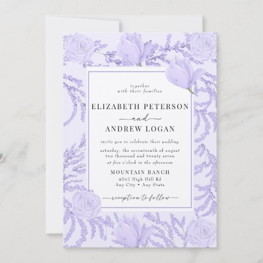 maagdenpalm | Bloemen bruiloft uitnodigingen (Voorkant)