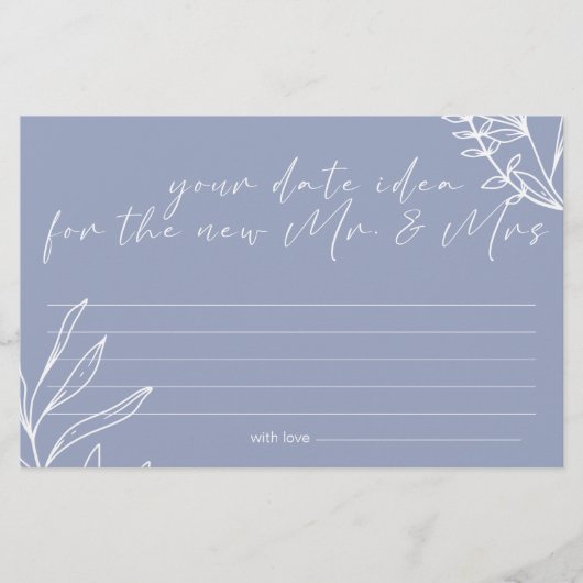 Maagdenpalm Bloemen Date Night Idee Shower Spel Briefpapier (Voorkant)